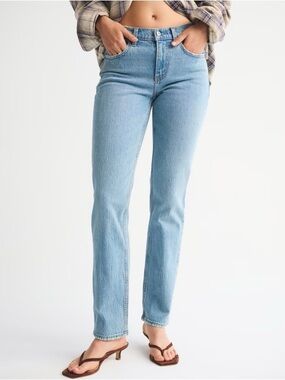 Abercrombie & Fitch The 90s Straight Mid Rise Jeans blue denim size 25S